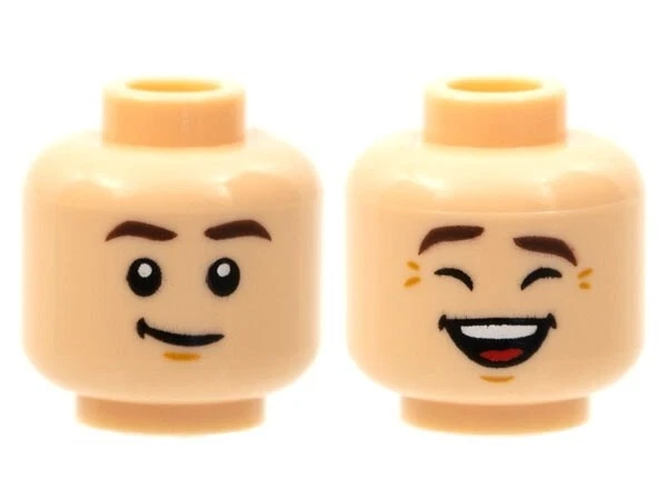 Lego Flesh Head For Boy Man Minifigure Reversible Smirk Big Smile Laughing