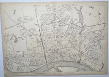 Original 1904 Map,City Of Springfield,Connecticut River,Mill River,MA,Mass,Old