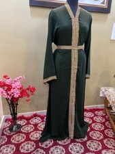 Moroccan Hand Work Farasha Dress Islamic Dubai Kaftan Gown Abaya Stylish Long