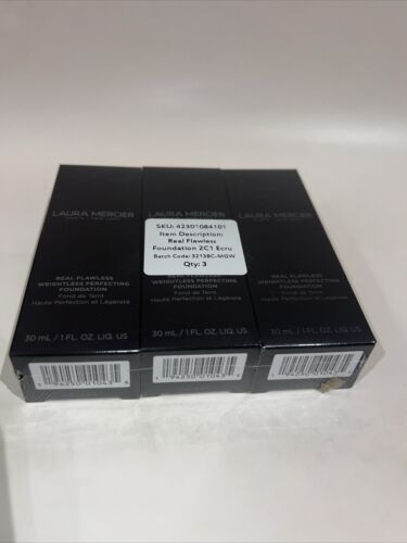 3 PAC Laura Mercier Real Flawless Weightless Perfecting Foundation 2C1 ECRU 1oz - Picture 4 of 4