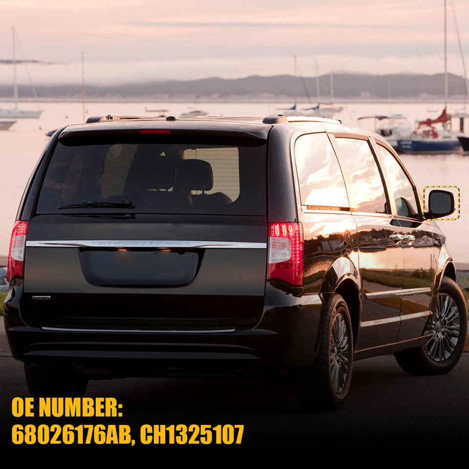 Espejo de vidrio lado del pasajero con placa de respaldo para Dodge Grand Caravan 2008-2019 Foto 2 de 4