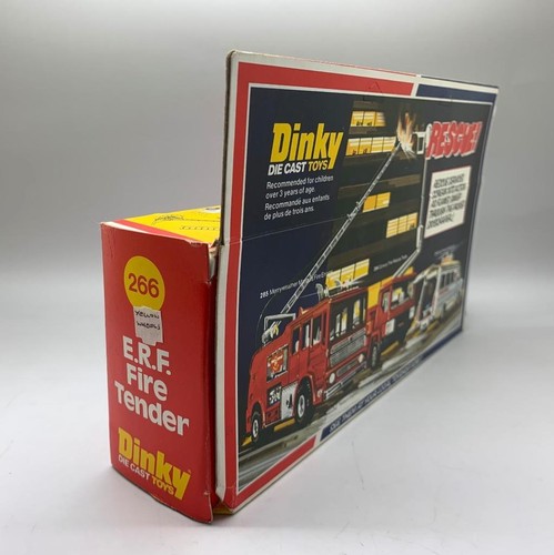DINKY TOYS ERF FIRE TENDER WITH SCARCE YELLOW WHEELS AND WHITE LADDER 266 BOXED - Picture 4 of 11