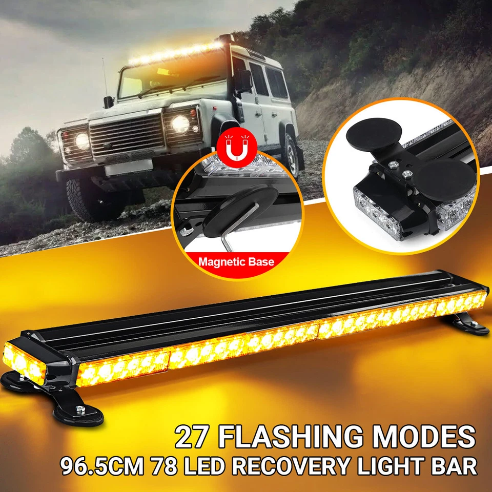 78LED Strobe Light Bar Rooftop Emergency Warning Double Side Flashing Amber US - Image 2 of 4