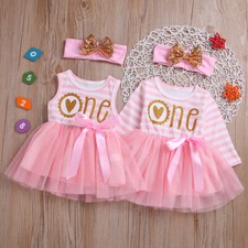 Baby Girl 1st Birthday Dress Party Princess Outfit Kids Bow Tutu Skirt Headband