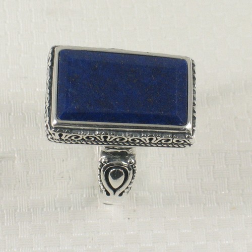 Solid Sterling Silver .925 Natural Blue 10X17mm Lapis Lazuli Solitaire Ring TPJ - Picture 15 of 17