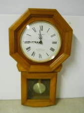 Daniel Dakota Quartz Westminster Chime Wall Clock Oak Wood WORKS