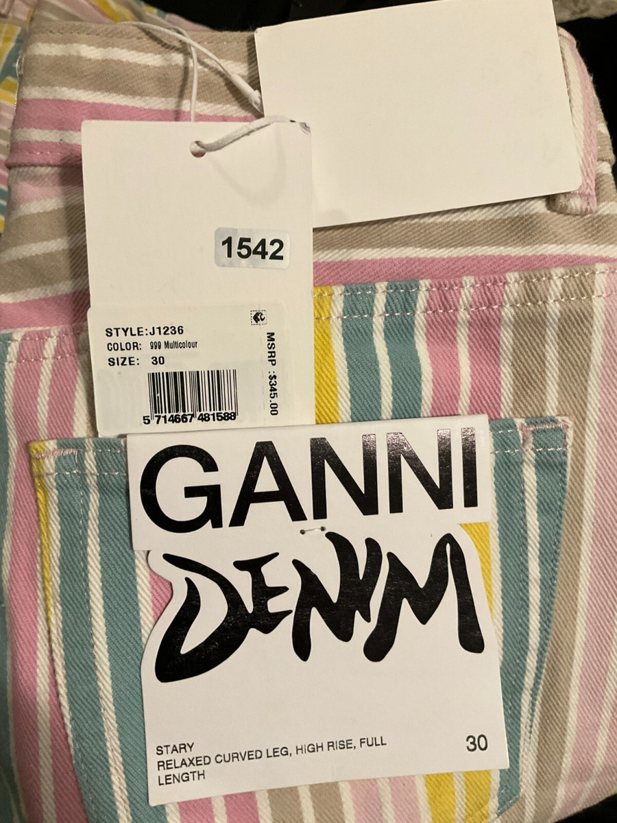 Ganni Stripe Stary Denim Jeans 30 Multicolor J1236 Relaxed Ganni Stripe Stary Denim Jeans 30 Multicolor J1236 Relaxed