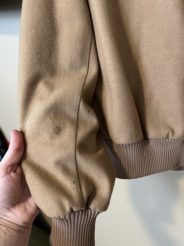 Vintage Members Only Mens Size 40 Wool Full Zip Bomber Jacket Camel Brown - Picture 5 of 12