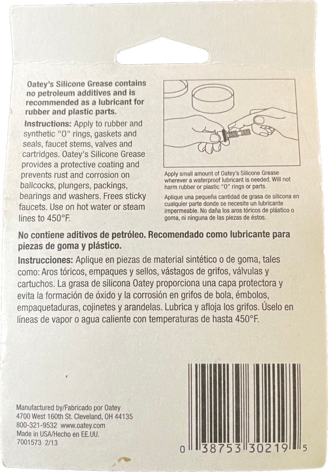 Oatey Plumber’s Faucet and Valve Silicone Grease, 450°, 1/2 oz 30219