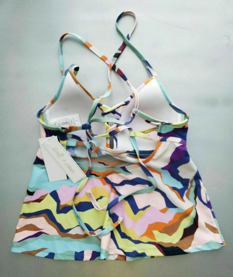 Camiseta Tankini Salt + Cove MULTI ZEBRA Juniors Estampado Cebra Espalda Cruzada: TALLA: PEQUEÑA Foto 3 de 4