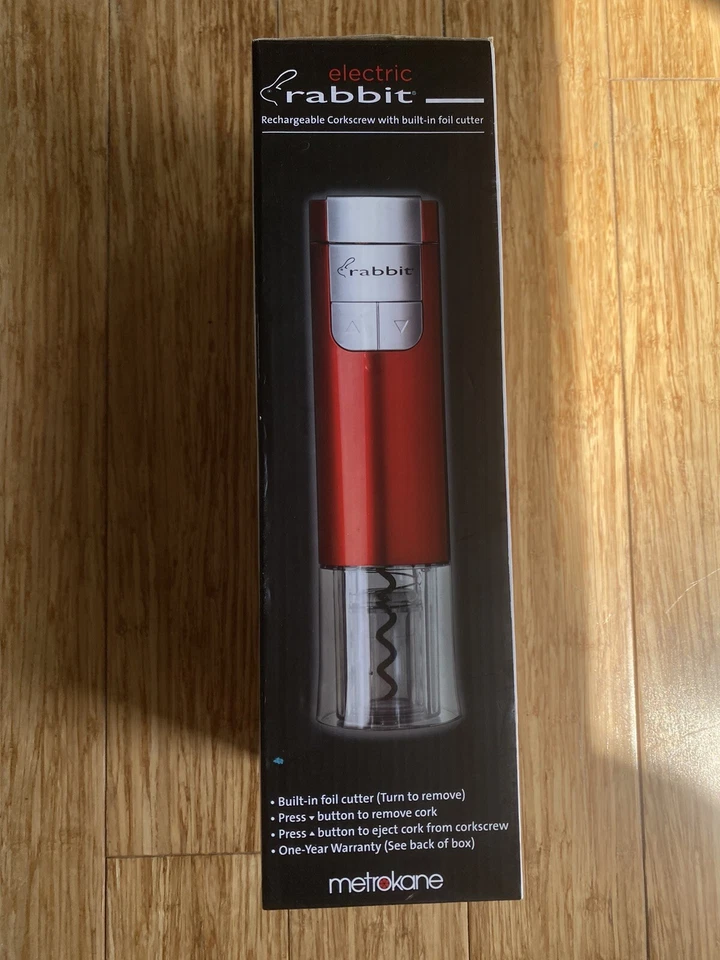 Sacacorchos Eléctrico Recargable Metrokane Conejo con Cortador de Lámina Incorporado Foto 3 de 4