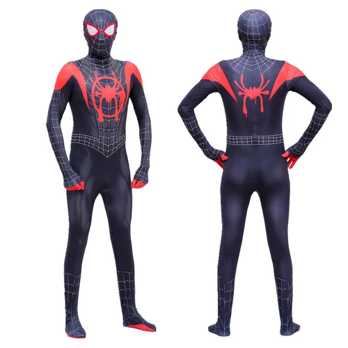 Adult Spiderman Into the Spider-Verse Miles Morales Cosplay Costume Jumpsuit New - Picture 3 of 4
