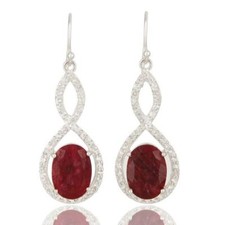 Infinity Design 925 Sterling Silver Dangle Earrings With Ruby For Wedding