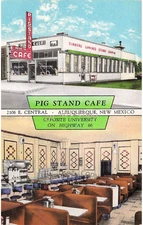 Route Hwy Highway 66 Pig Stand Cafe Albuquerque New Mexico Vtg Postcard I2