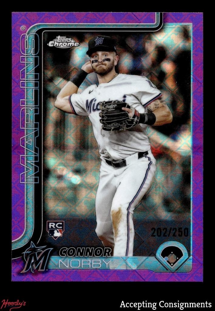 2025 Topps Chrome Logofractor Purple Refractors #199 Connor Norby RC Rookie /250