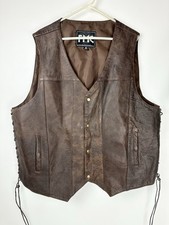 FMC Leather Motorcycle Vest Size 5XL Brown