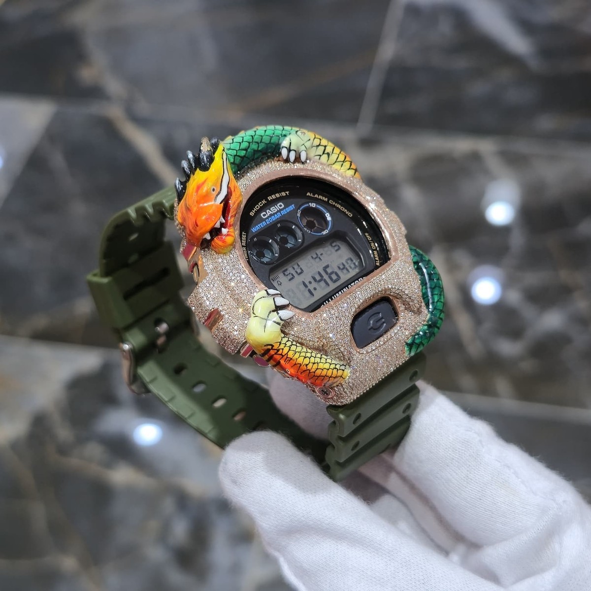 Casio G-Shock Dragon (Green) 6900 Iced Out Diamond Watch 5CTW | eBay