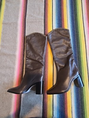 NEW SCHUTZ LADIES BOOTS, BROWN LEATHER, SIZE 8.5 B
