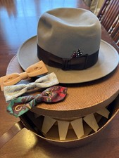 Vintage Resistol Self Conforming Brown Felt Mens Fedora Hat w/Feather Size 7