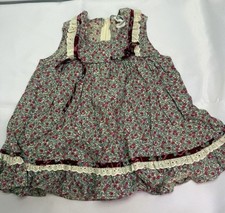 1970s Cinderella Floral Sleeveless Piped Prairie Girls Dress Size 3T Vintage USA