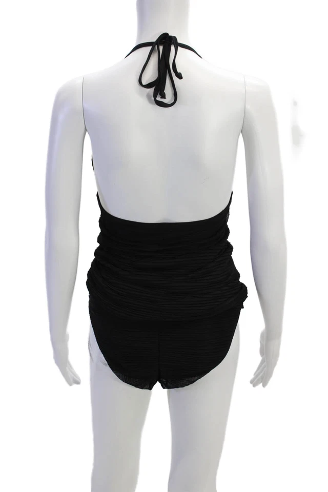 Top Tankini Carmen Marc Valvo Mujer Detalle Plisado Halter Negro Talla 8 Foto 3 de 4