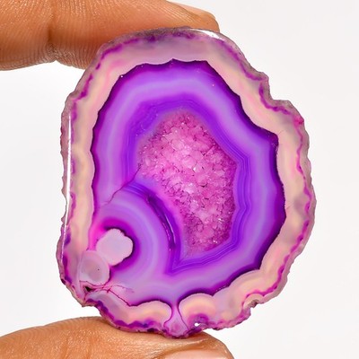 90 Ct AAA Natural Purple Botswana Agate Fancy Slice Loose Gemstone 44X36X7 mm