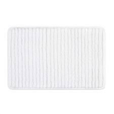 White Striped Bathroom Rug Mat Super Soft Extra Absorbent Shag 27x48 Inch