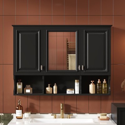 Mirror Medicine Cabinet W Open Shelves Mounted Home Storage W Doors Mirror