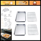 Set of 4 Stainless Steel Toaster Oven Pans with Racks - Compact, Heavy Duty, Eas