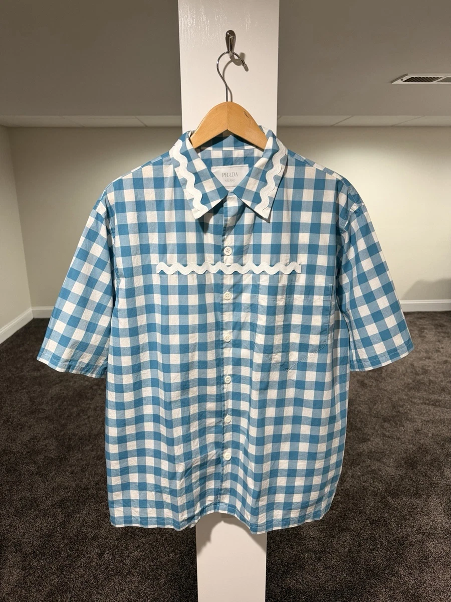 PRADA Short Sleeve Striped Casual Button-Down Shirts for Men for