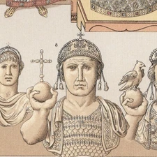 FRANCO-BYZANTINE ROYALTY - Emperors & Regalia - 1876 Chromolithograph