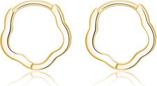 Solid 925 Sterling Silver Flower Shape Hoop Earrings for Women Teen Girls Flower