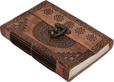 M&N Designs Vintage Leather Journal with Lock Closure, Hand-Made Paper, Traditio