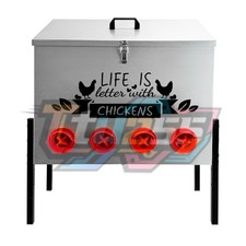 1 Extra-Large Chicken Feeder 95 lb Galvanized Metal with 10 No-Waste Ports