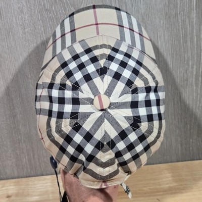 Burberry London Nova Check Ball Cap Snapback Hat Beige Plaid Made