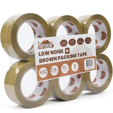 Low Noise Brown Packing Tape 72 Yards Extra Length, 1.88Inch-Wide Packaging T...