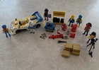 Vintage Playmobil 3738 White Race Car With Pit Crew 6 Figures & Accessories!