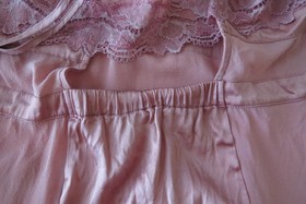 La Perla Gold Label Silk Chemise, Mauve Lace, 2000s Italian Designer Lingerie