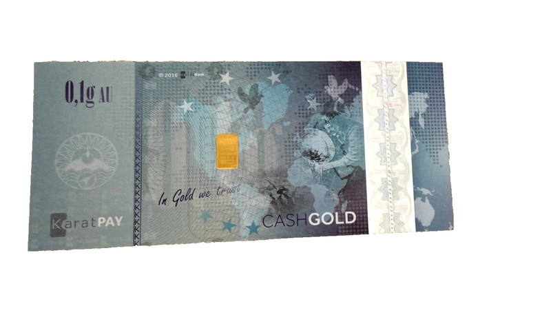 Karatbars 0.1g 999.9 Fine Gold Bar CashGold Note