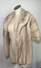 Natural Blue Grey Mink Fur Cape Jacket Shawl Ashmere Cleaned Glazed
