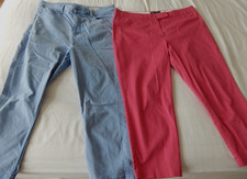 Marks Spencer Trousers x 2 Sz 16 Pink Short Blue Regular Holiday Travel Walk