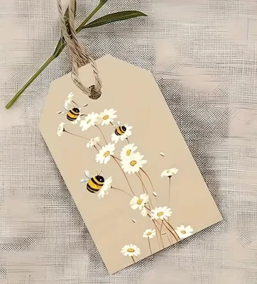 10 x Bee Daisy Flower Gift Tags 9x5cm Gifts Presents Swing Tag Labels Thank You - image 1 of 4