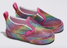 NIB Vans Glitter Rainglow Rainbow Youth Kids Sz 5 Classic Slip On Pride Unicorn
