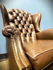 Leather Kittinger Executive Swivel Chair - Hog Hair - Brown - Vintage