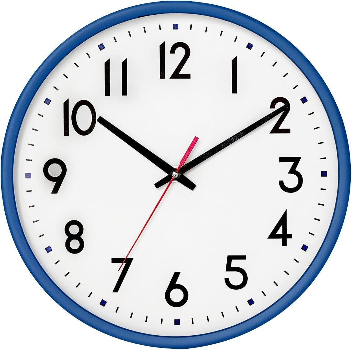 Wall Clock Blue,Silent Wall Clocks Battery Operated 8 Inch Modern