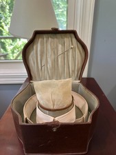 Antique Victorian Collars  Cuffs Box w Collar, Cuff, Bonnet, Hat Pin