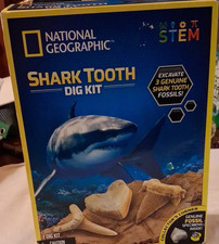 National Geographic Shark Tooth Dig Kit STEM Toy with 3 Shark Fossils