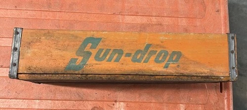 Vintage "Rare" Orange Sun Drop Wooden Decatur Alabama Crate.