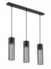 3 Black Pendant Ceiling Light 3x Gu10 Led