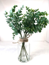Artificial Eucalyptus Stems in Glass Vase 12  Faux Eucalyptus Leaves Arrangement